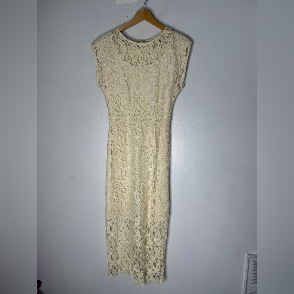 Aryn K Cream Lace Pencil Midi Dress Size XS